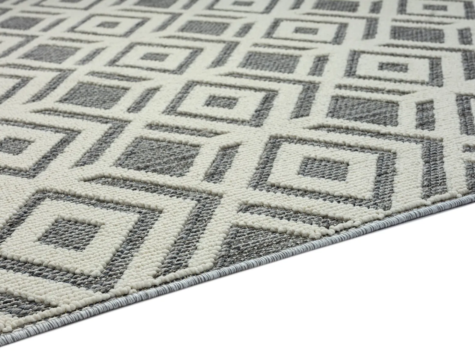 Outdoor Teppich Grafisch Muster grau creme Astra Trevi