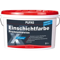 PUFAS Einschichtfarbe Premiumweiss weichmacherfrei 5 L