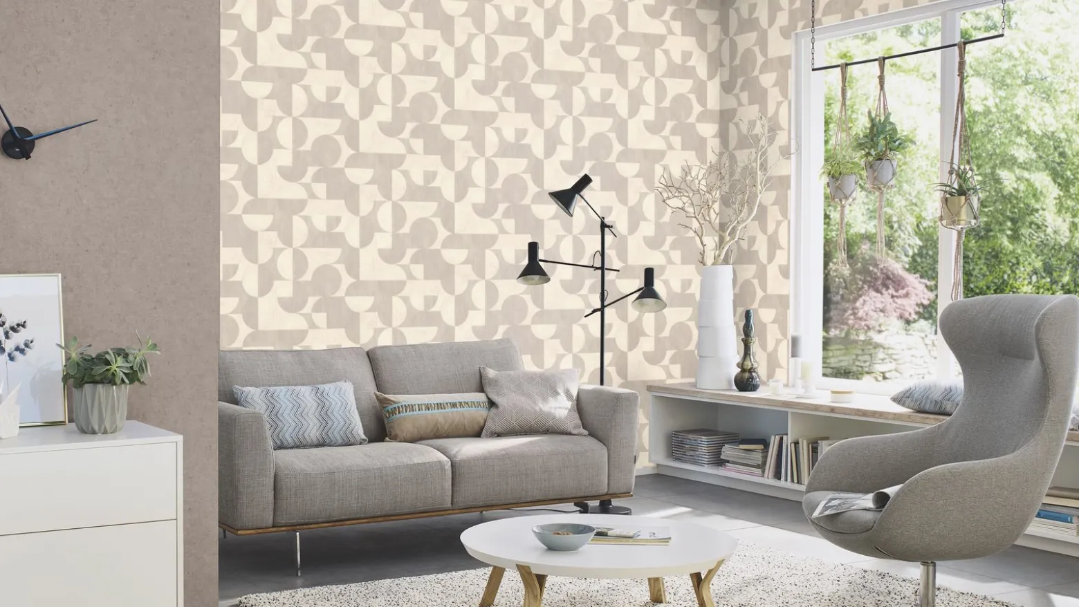 Rasch Concrete Tapete Beton Grafik Creme Grau 521313