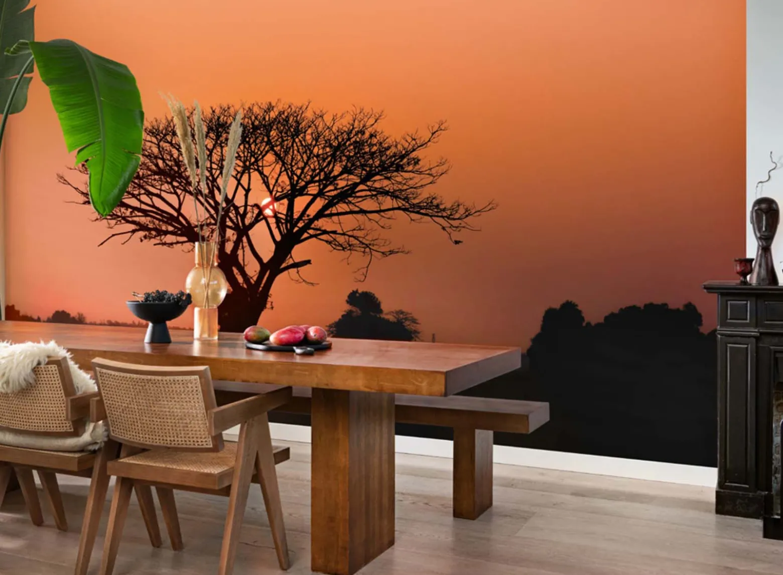 Rasch Fototapete Vlies Baum Afrika Orange Sonne 363647