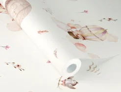 Rasch Vliestapete Ballons Tiere Weiß Beige Rosa 300529