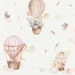 Rasch Vliestapete Ballons Tiere Weiß Beige Rosa 300529