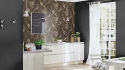 Rasch Vliestapete Blätter Schwarz Gold Metallic 751833