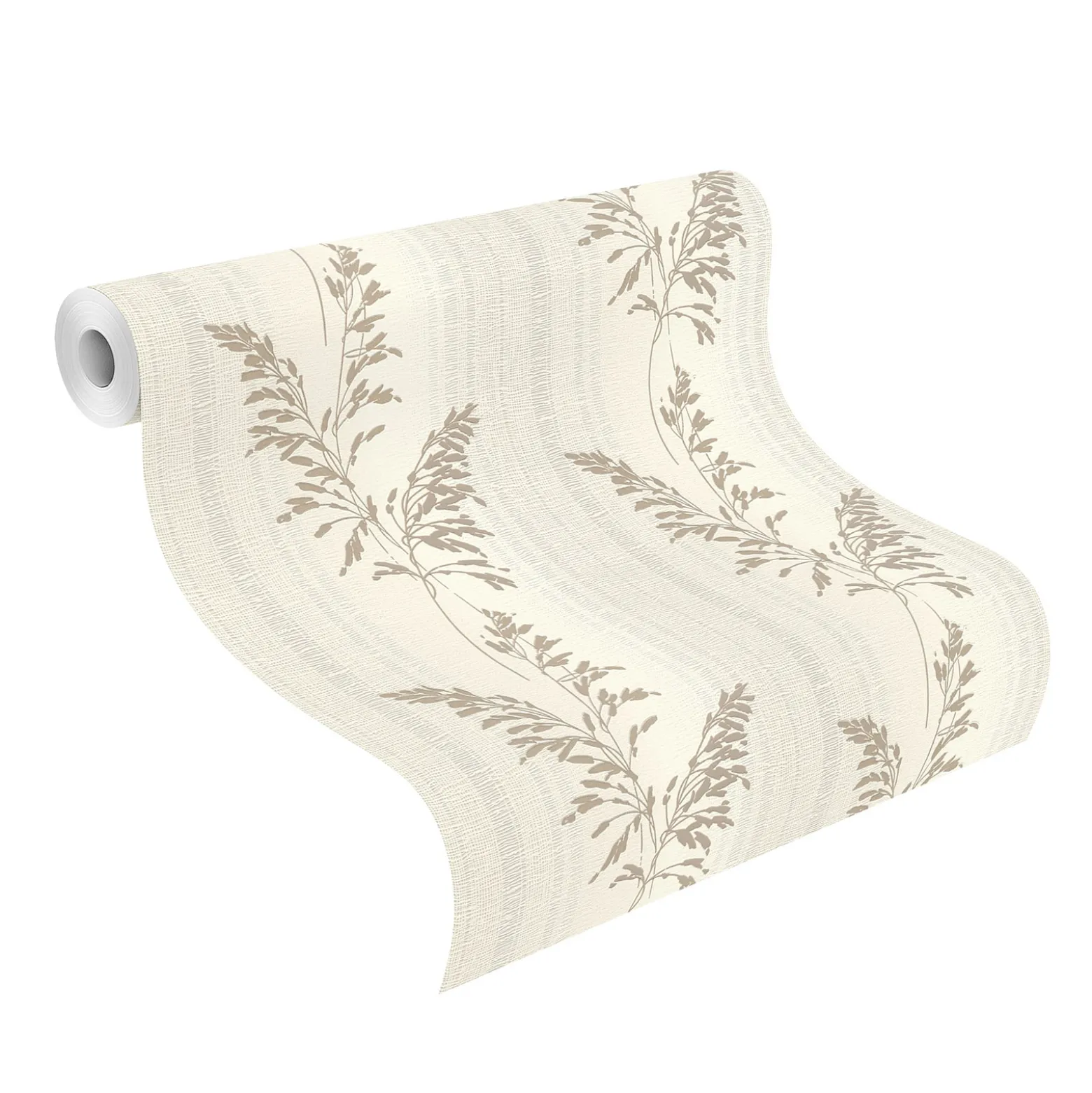 Rasch Vliestapete Blätter Streifen Grau Beige 651027
