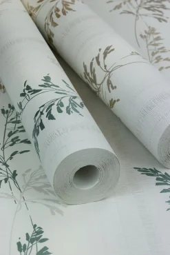 Rasch Vliestapete Blätter Streifen Grau Beige 651027