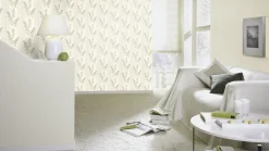 Rasch Vliestapete Blätter Streifen Grau Beige 651027