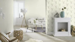 Rasch Vliestapete Blätter Streifen Beige Grün 651003