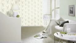 Rasch Vliestapete Blätter Streifen Beige Grün 651003