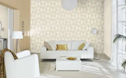 Rasch Vliestapete Fächer Grafik Beige Metallic 608236