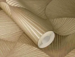 Rasch Vliestapete Fächer Grafik Gold Metallic 608243
