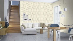 Rasch Vliestapete Fächer Grafik Creme Metallic 608229