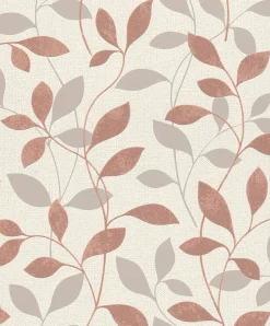 Rasch Vliestapete Floral Blätter rot-braun Glanz 639858