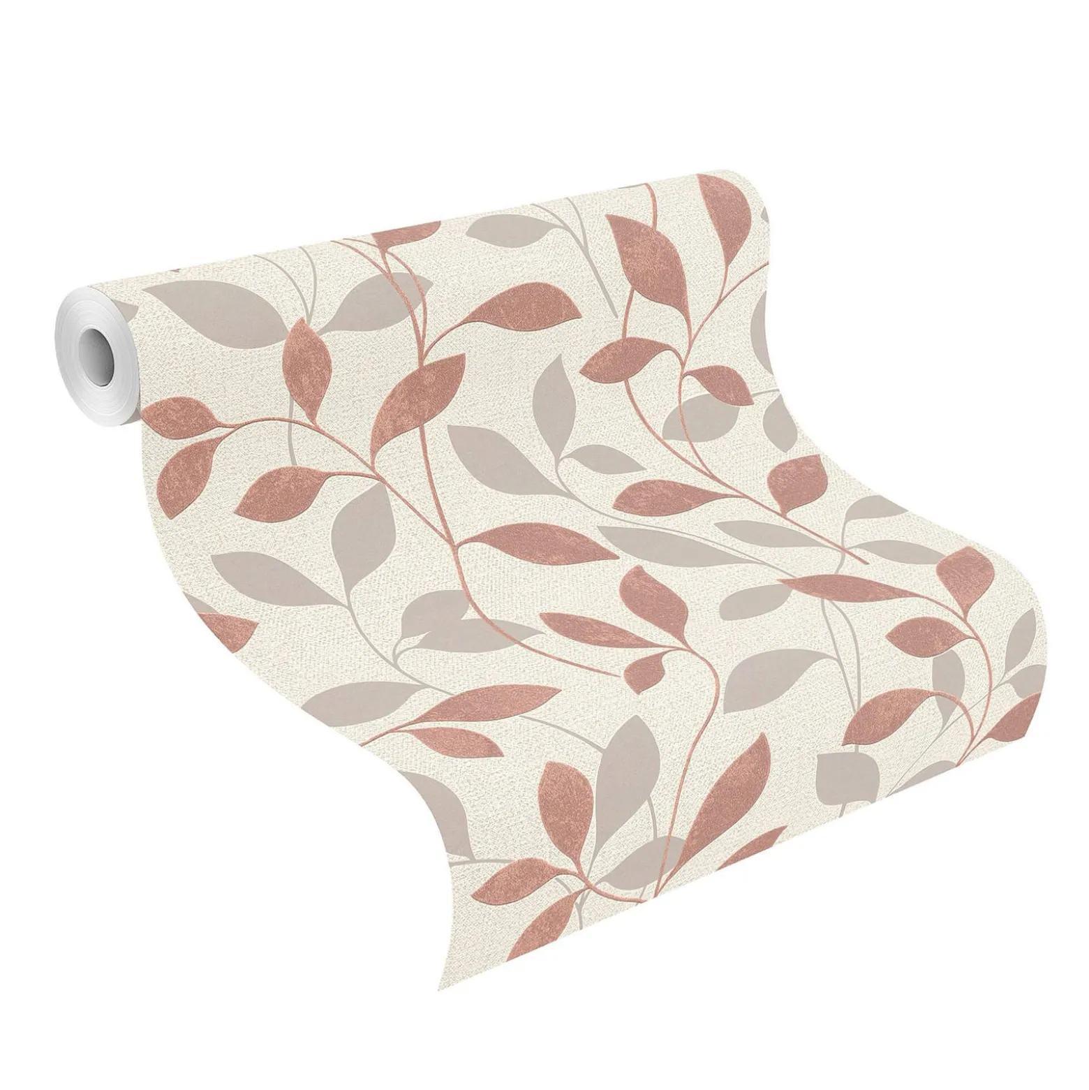 Rasch Vliestapete Floral Blätter rot-braun Glanz 639858