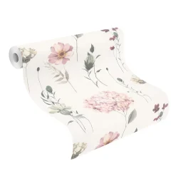 Rasch Vliestapete Floral Blumen Weiß Rosa Grün 300642