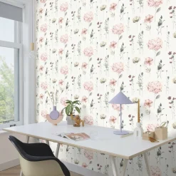 Rasch Vliestapete Floral Blumen Weiß Rosa Grün 300642
