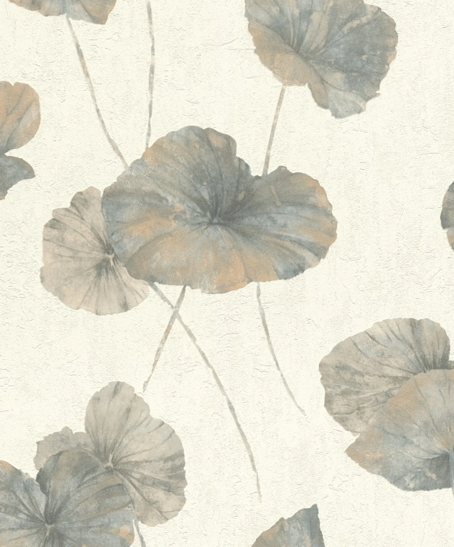 Rasch Vliestapete Floral Seerose blau-grau weiß 458220
