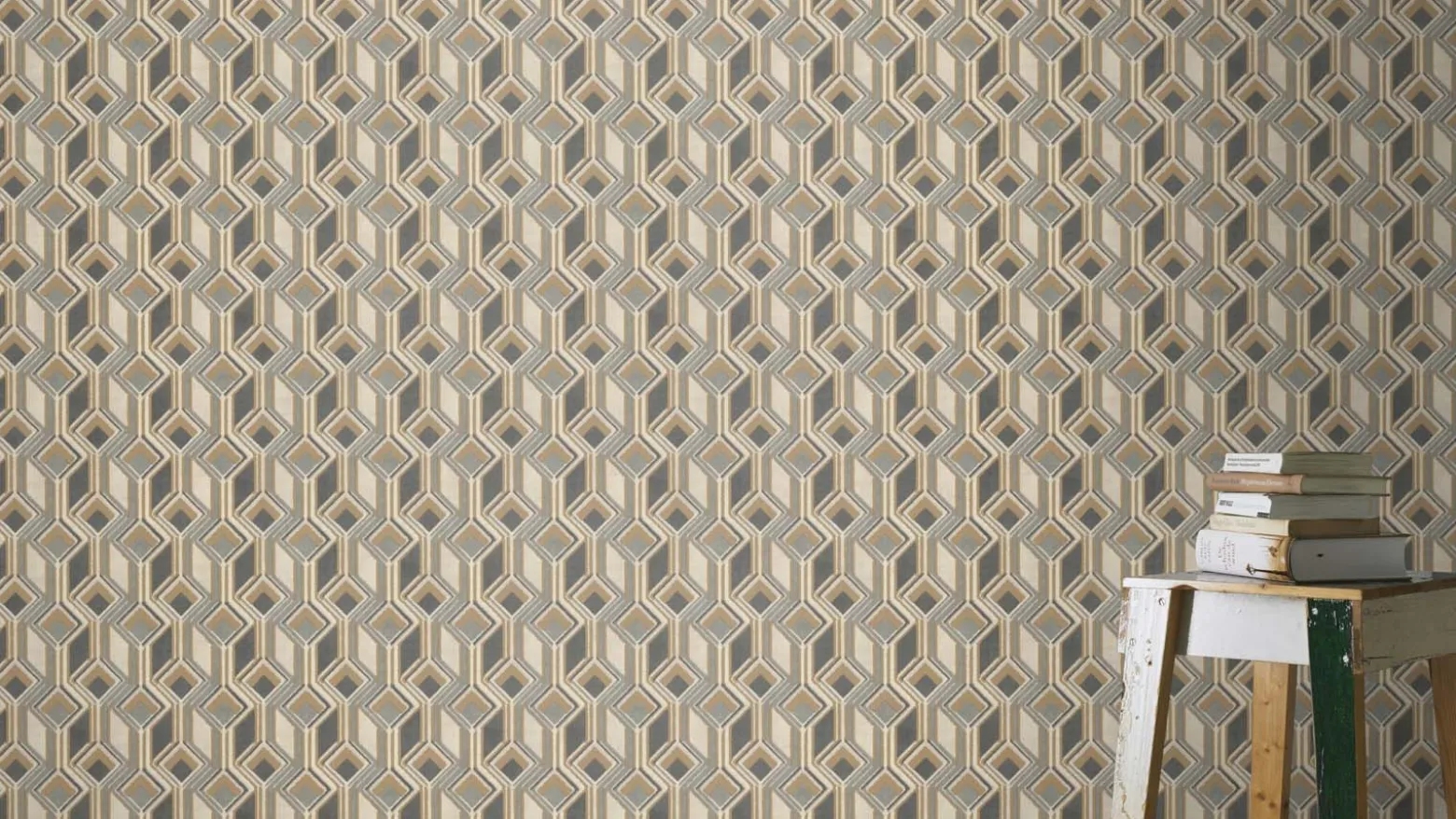 Rasch Vliestapete Grafik 3D-Optik Grau Beige 746532