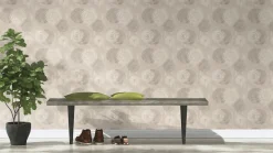 Rasch Vliestapete Kreise Putzoptik Beige Silber 651713
