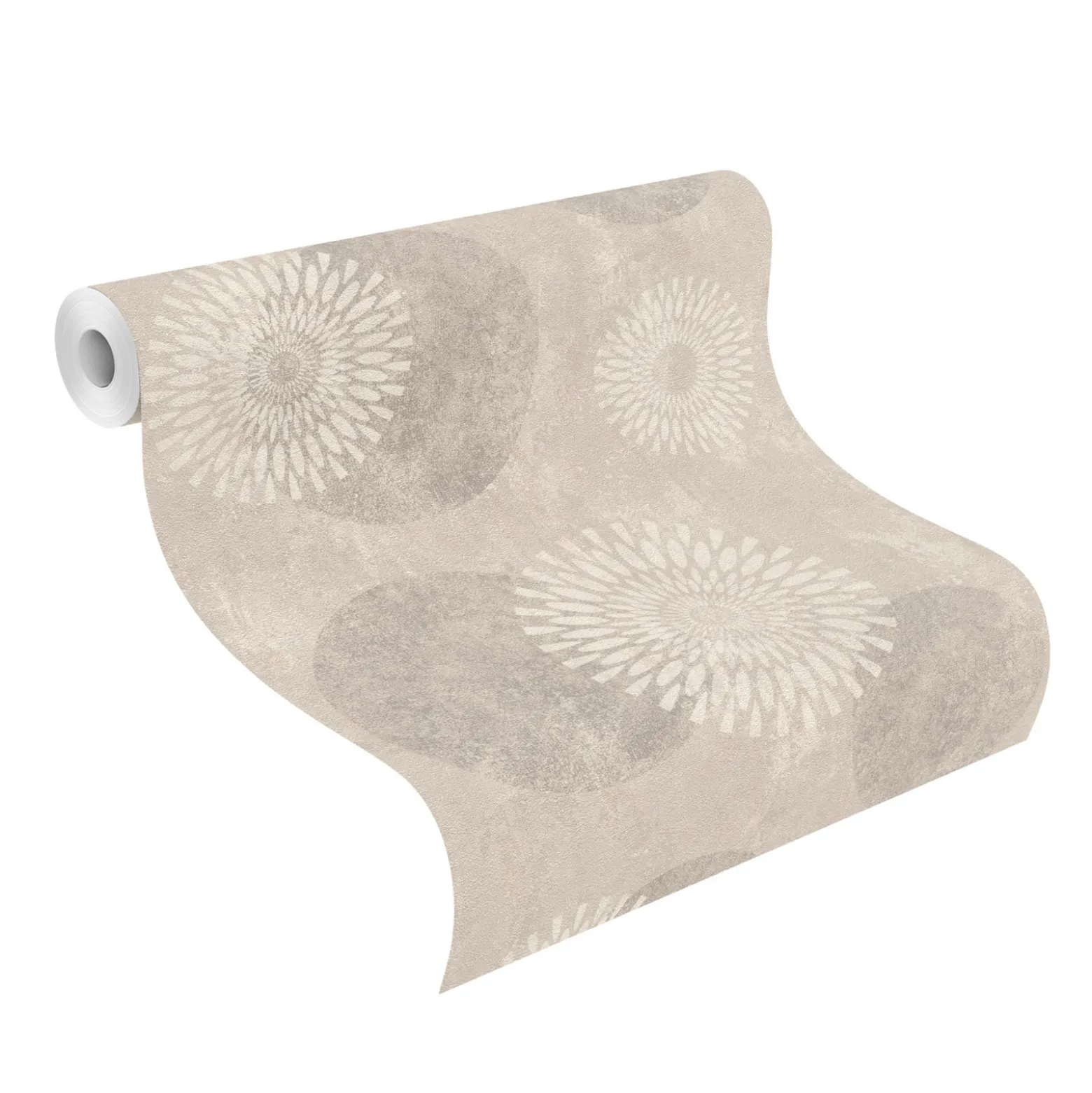 Rasch Vliestapete Kreise Putzoptik Beige Silber 651713