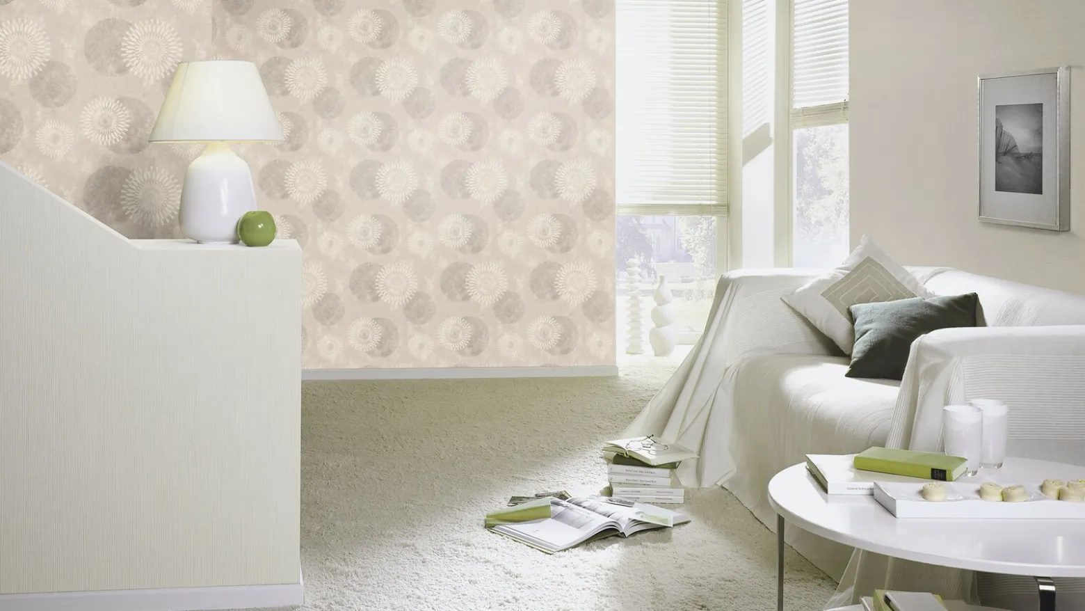 Rasch Vliestapete Kreise Putzoptik Beige Silber 651713