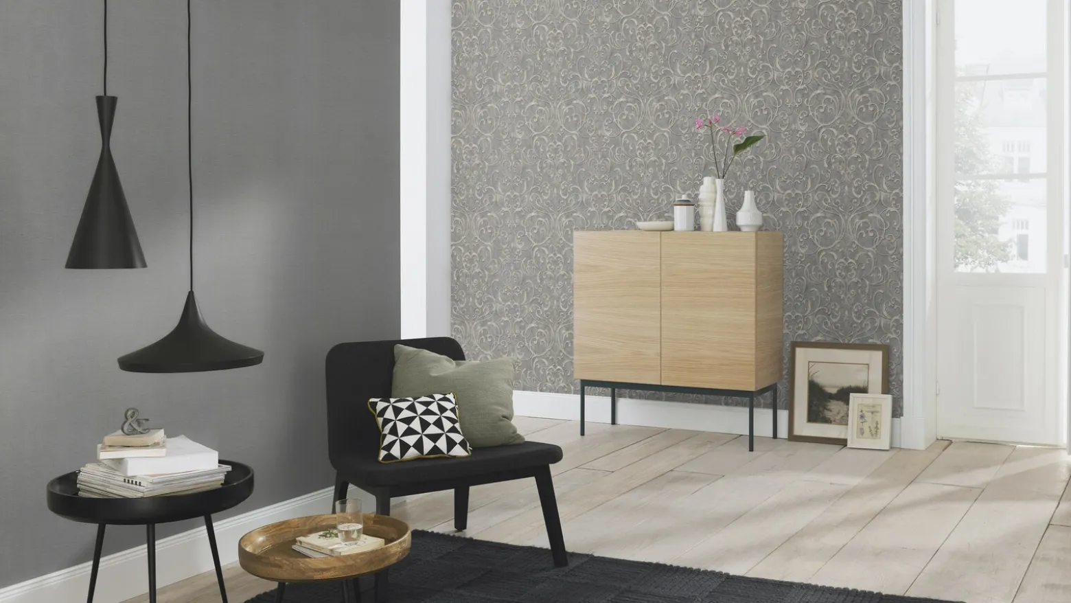 Rasch Vliestapete Ornamente Beige Grau 651621