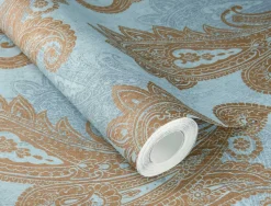 Rasch Vliestapete Paisley Blau Bronze Metallic 746440