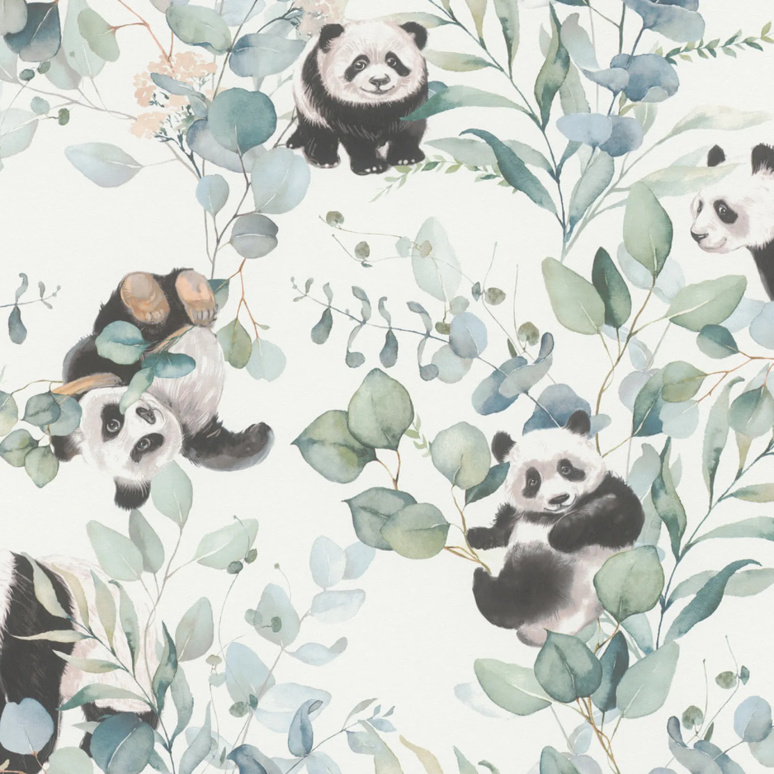 Rasch Vliestapete Pandas Blätter Weiß Schwarz 301144
