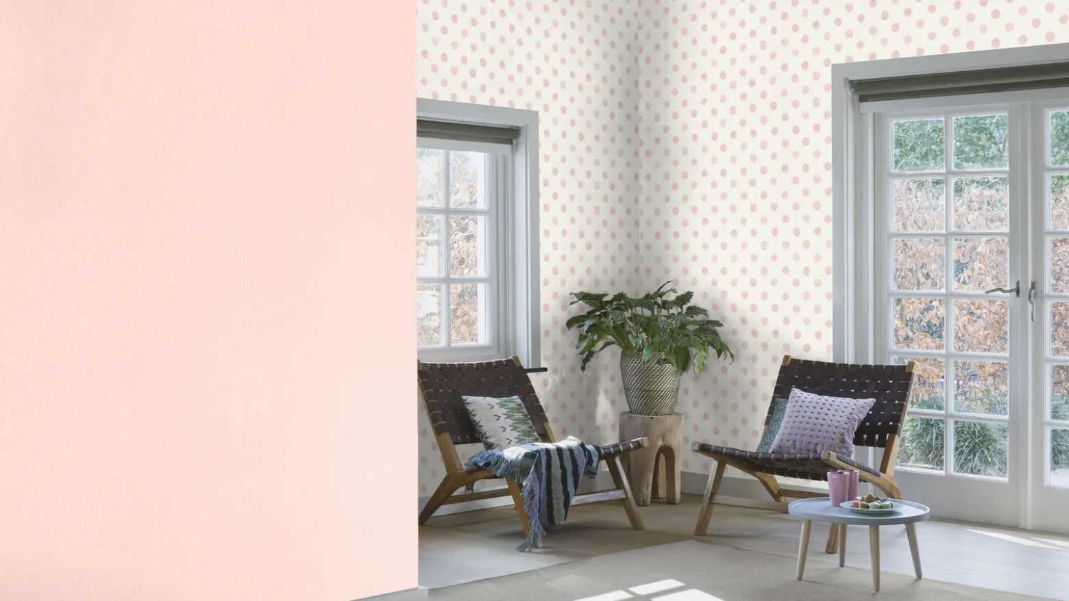 Rasch Vliestapete Punkte Aquarell Weiß Rosa 252019