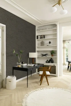 Rasch Vliestapete Striche Anthrazit Metallic 608366