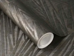 Rasch Vliestapete Striche Anthrazit Metallic 608366