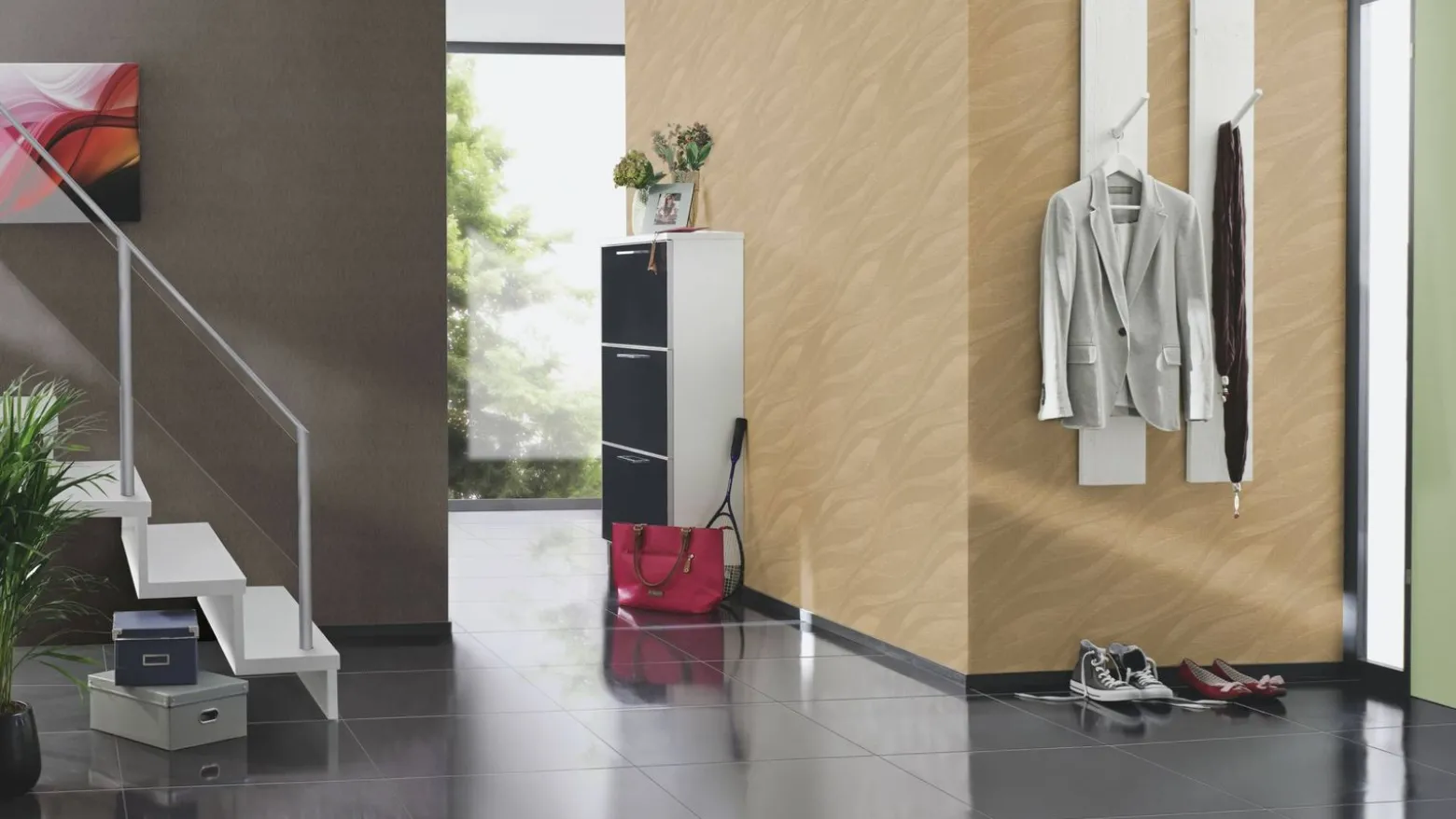 Rasch Vliestapete Struktur Grau Braun Metallic 608625