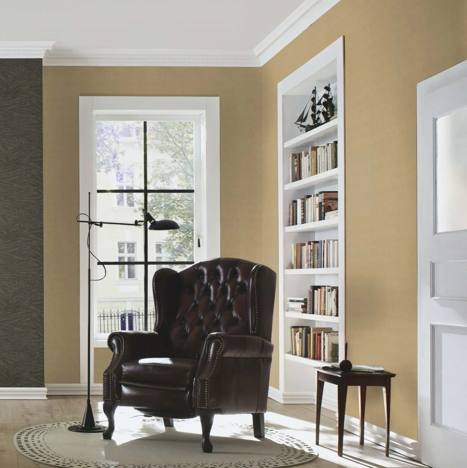 Rasch Vliestapete Struktur Linien Gold Metallic 608618