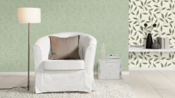 Rasch Vliestapete Textil Look Grün Silber 507843
