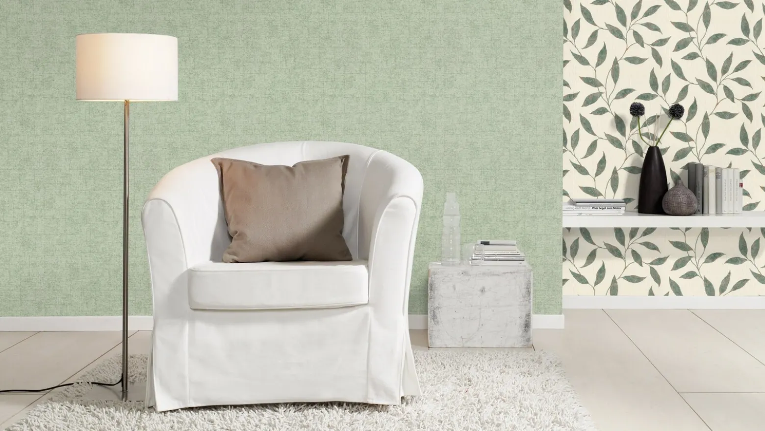 Rasch Vliestapete Textil Look Grün Silber 507843