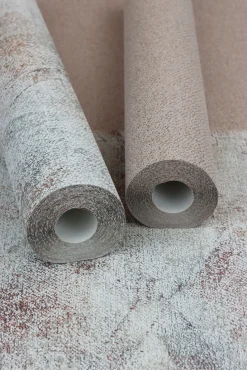 Rasch Vliestapete Textil Look Rosa Beige Silber 507096