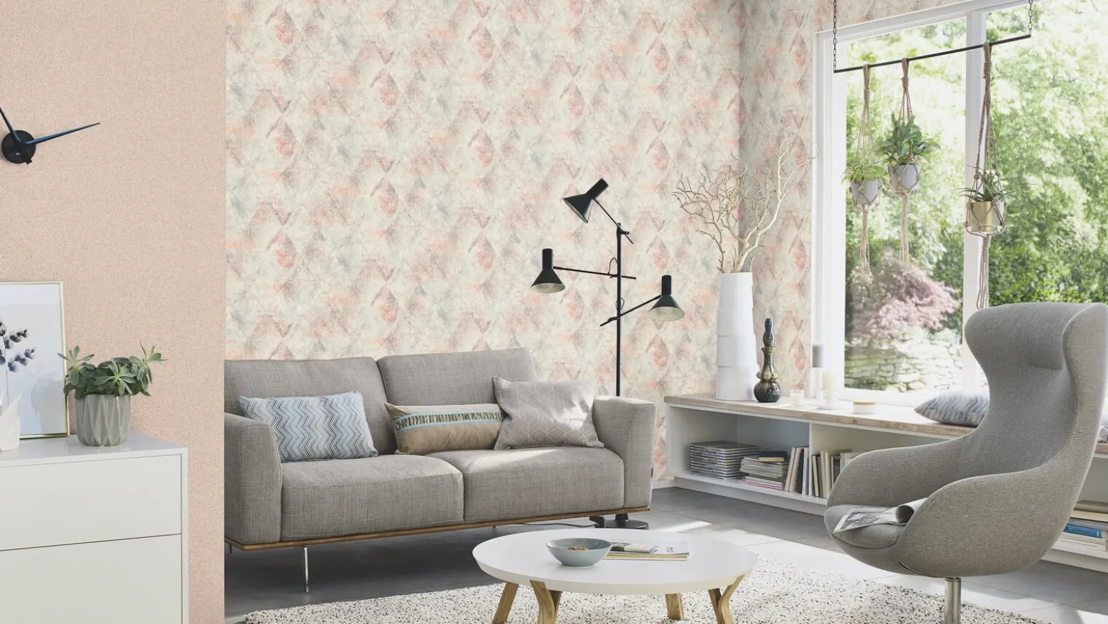 Rasch Vliestapete Textil Look Rosa Beige Silber 507096