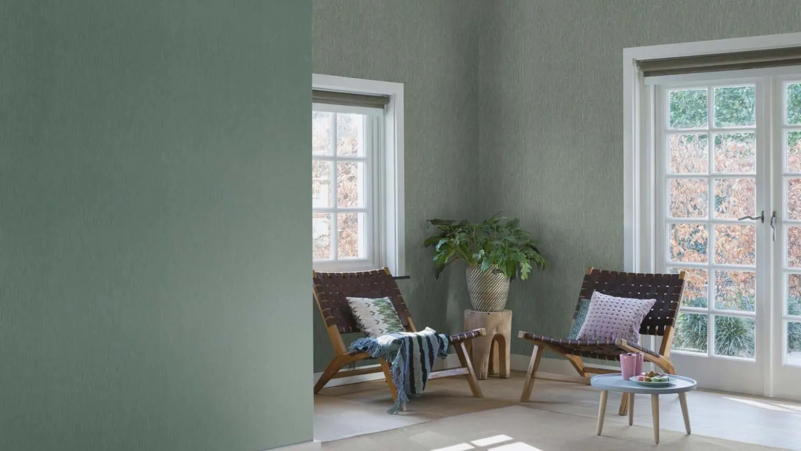 Rasch Vliestapete Textil Optik Grün Silber 844429