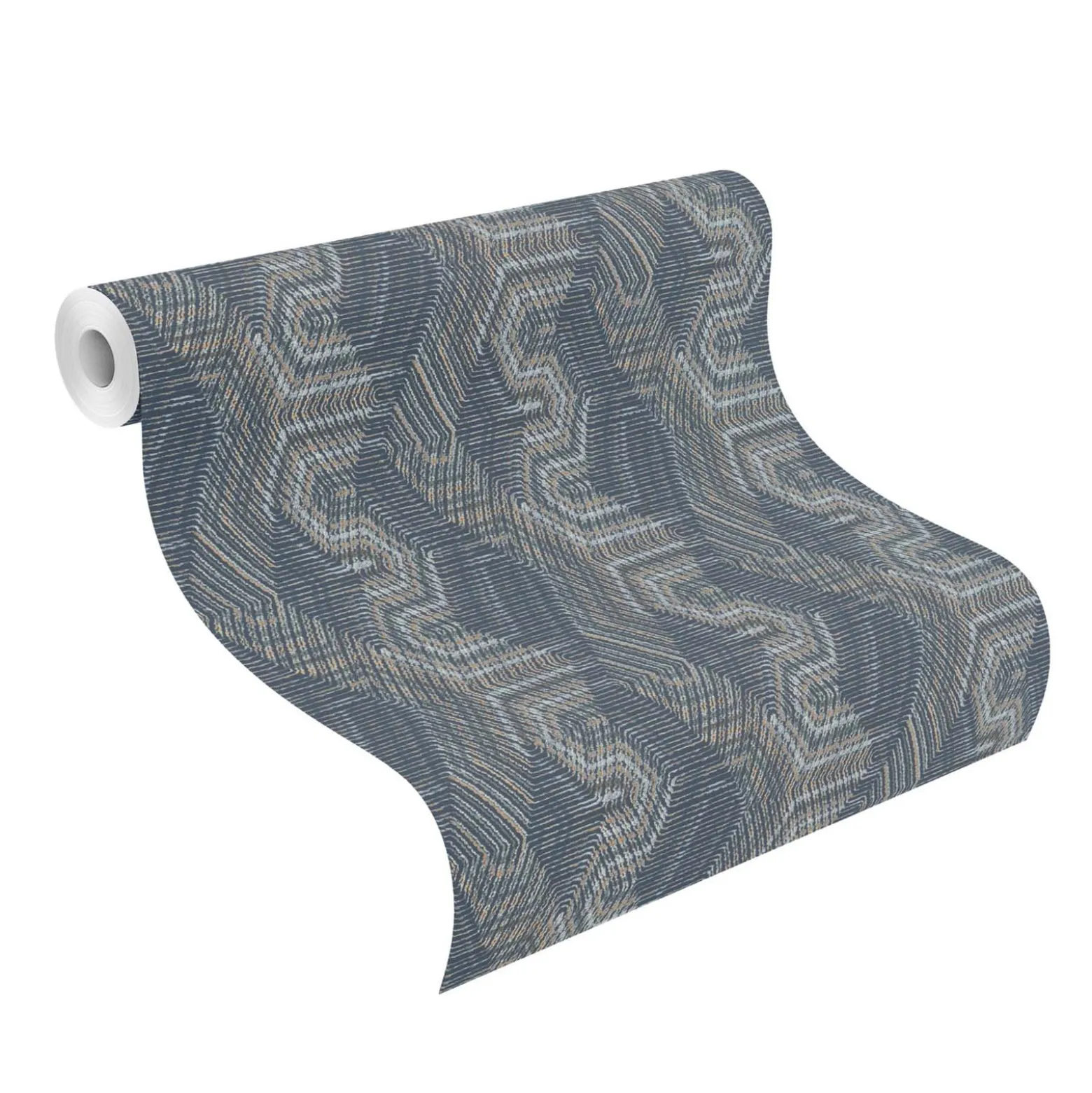 Rasch Vliestapete Textiloptik Ethno Blau Grau 751949