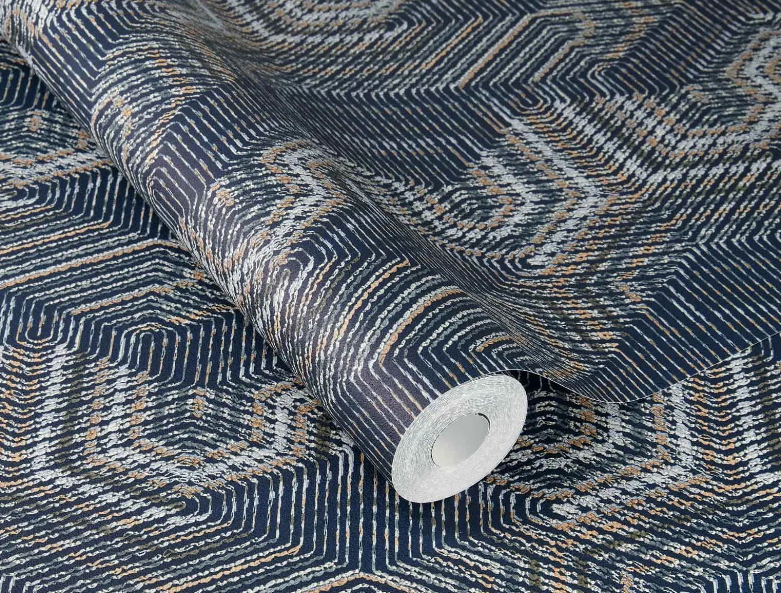 Rasch Vliestapete Textiloptik Ethno Blau Grau 751949