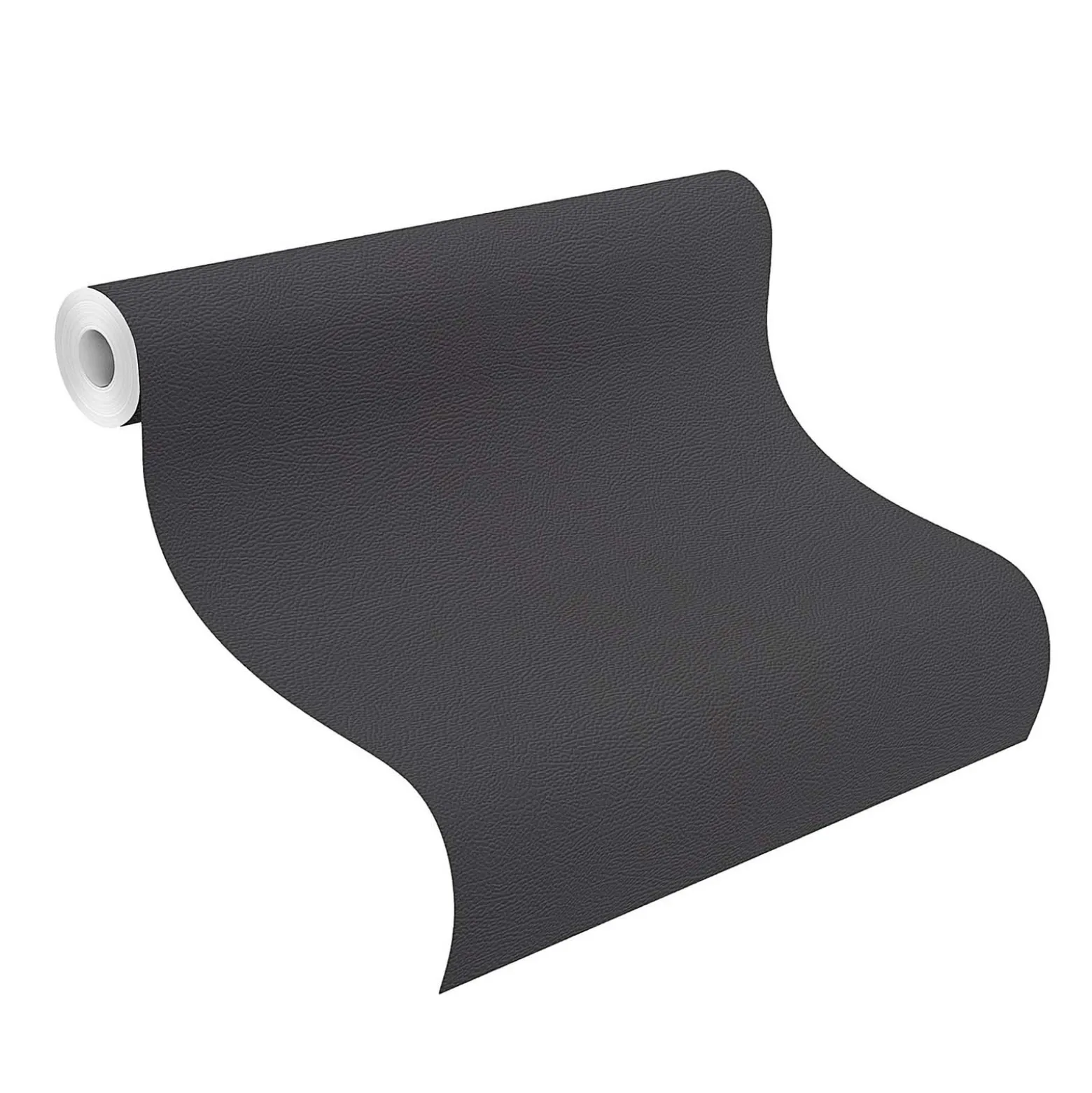 Rasch Vliestapete Uni Leder Optik Schwarz 752656