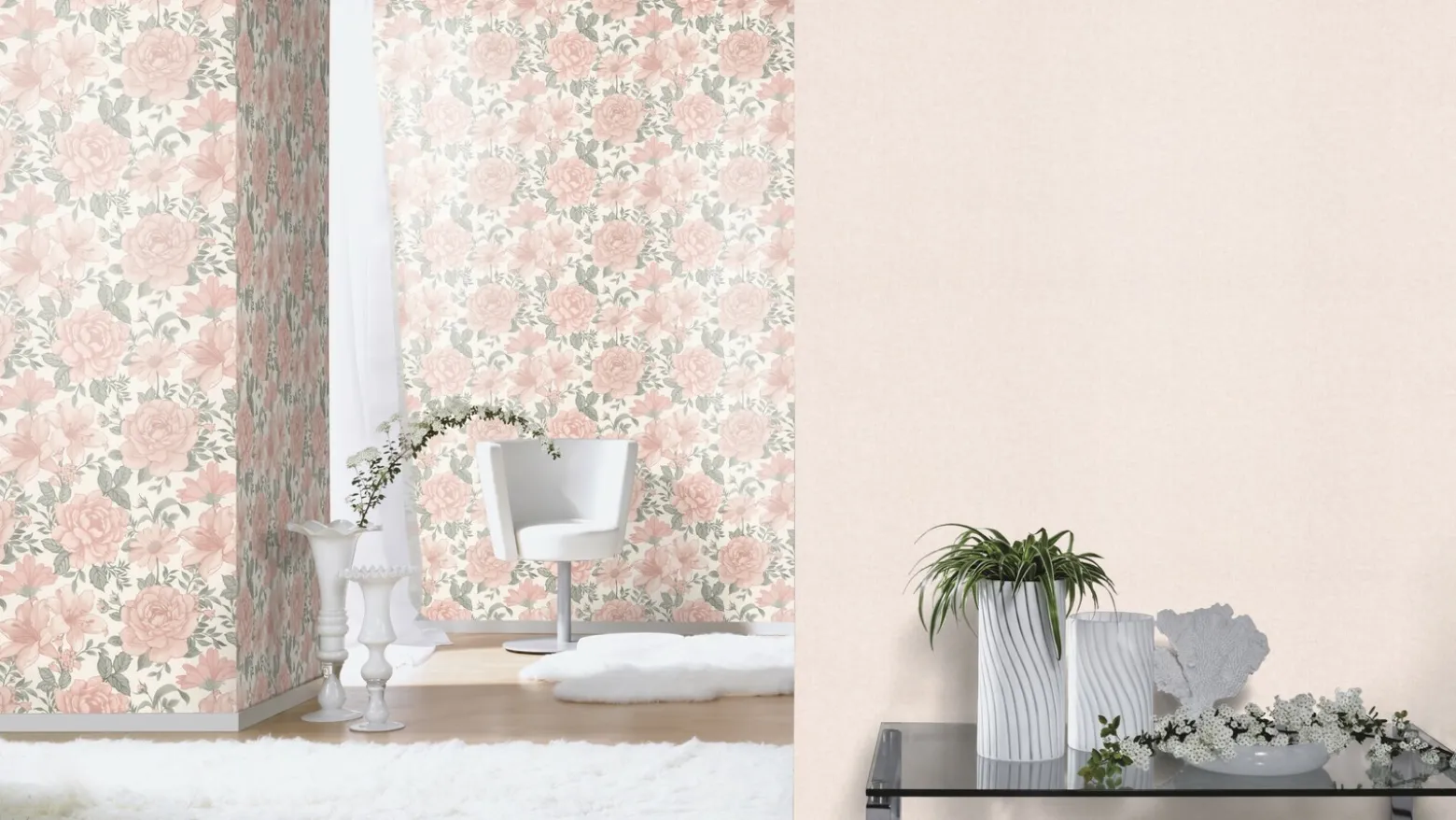 Rasch Vliestapete Uni Stoff Optik Beige Rosa 252811