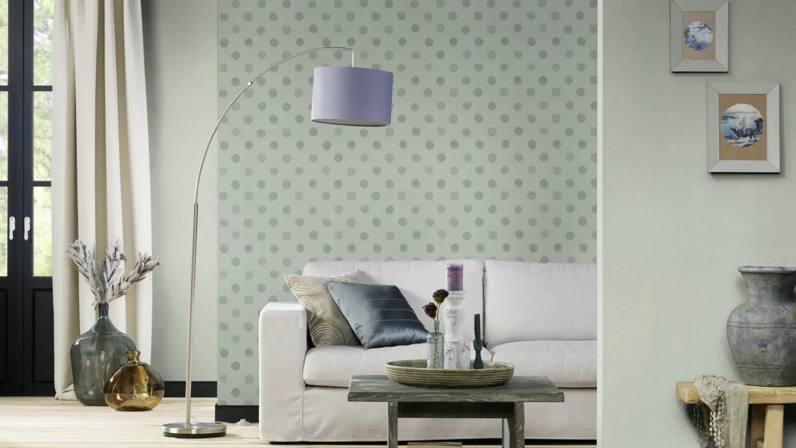 Rasch Vliestapete Uni Stoff Optik Grün Grau 252835