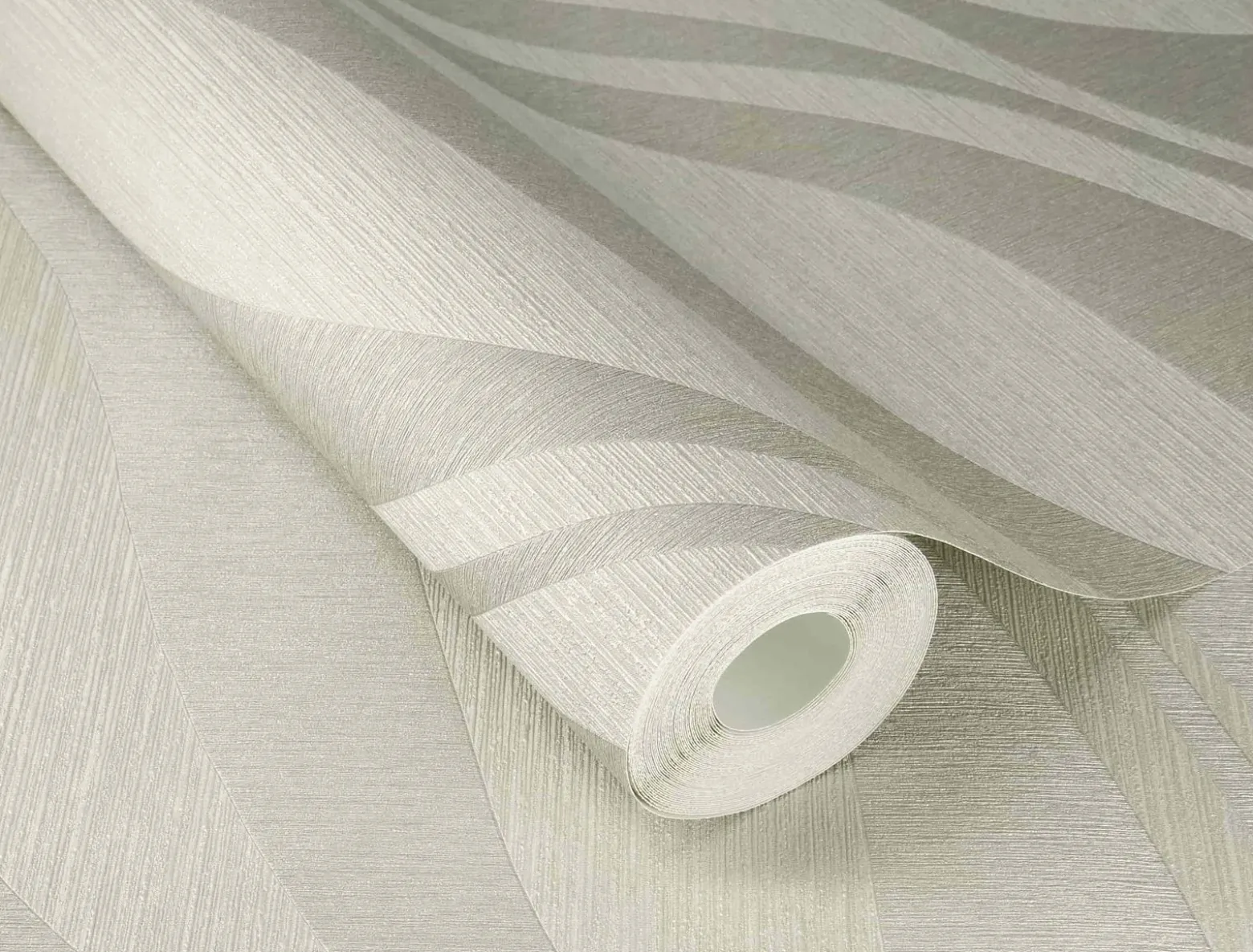 Rasch Vliestapete Wellen Creme Silber Metallic 608021