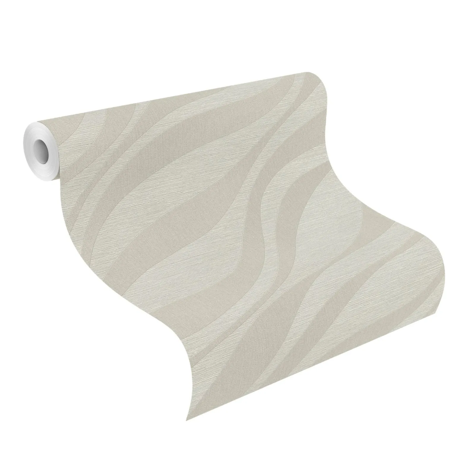 Rasch Vliestapete Wellen Creme Silber Metallic 608021