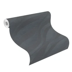 Rasch Vliestapete Wellen Muster Blau Grau Glanz 608076