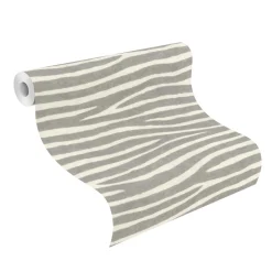 Rasch Vliestapete Zebra Streifen Grau Weiß 751734