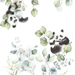 Rasch Wandbild Blätter Pandas Weiß Schwarz Grün 364972