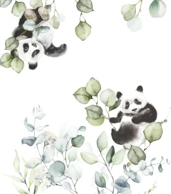 Rasch Wandbild Blätter Pandas Weiß Schwarz Grün 364989