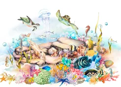 Rasch Wandbild Korallenriff Fische Weiß Blau 365023