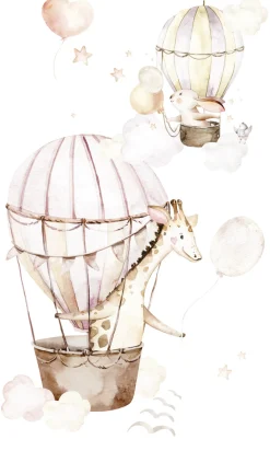 Rasch Wandbild Tiere Ballons Weiß Beige Rosa 364958